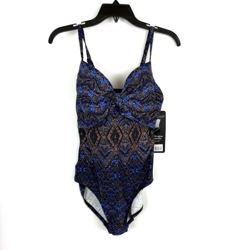 Miraclesuit Women’s Blue Underwire Slimming One Piece Swimsuit Size 12
